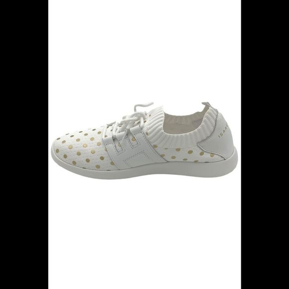 Isaac Mizrahi Live! Polka-Dot Lace-Up Knit Sneaker White - Medium - Picture 4 of 5